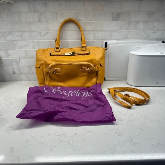 Segolene Paris Hand Bag Good. Mustard Yellow. EUC - Picture 13 of 16